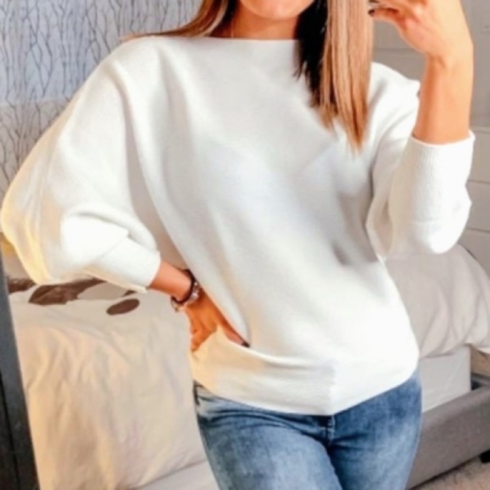White Batwing Dolman Sweater